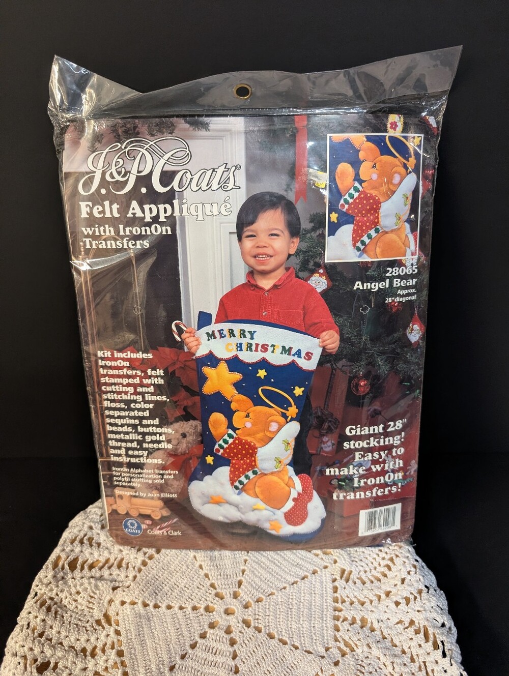 New J & P Coats Craft Felt Applique Giant 28” Stocking Kit Christmas Morning Kit